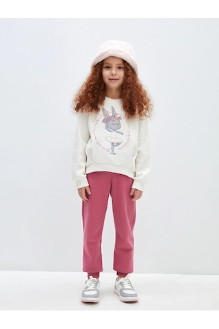 LC Waikiki Lcw Kids Beli Lastikli Basic Kız Çocuk Jogger Eşofman Altı Gülkurusu