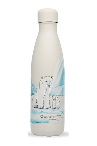 Qwetch QD3464 Kutup Ayısı Desenli Isı Yalıtımlı 500 ML Termos - Fildişi