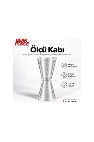 Robeve Bear Force 20 Ml + 40 Ml Çift Taraflı Ölçü Kabı Dereceli Şeffaf Kimyasal Dozaj Kabı, Araç Şampuanı Oto Yıkama Detailing Karışım Ve Sıvı Ölçüm Aparatı