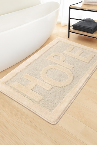 Doğal Kaymaz Taban Banyo Paspas Uzun Ömürlü Yumuşak Dokulu Su Emici Yıkanabilir Hope 60x100 Krem