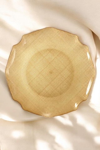 Digithome Fabric 6 Lı Cam Dalgalı Kumaş Supla Tabak 32cm Metalik Altın Akc429 C320.045 Altın