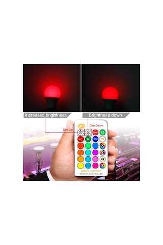 Uzaktan Kumandalı Rgb Led Ampul 9watt E27 Tasarruflu Dimmerli Led Lamba 16 Ton Diğer