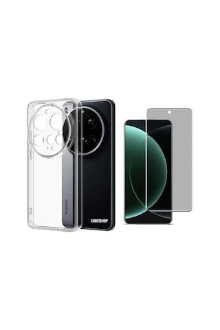 Xiaomi Mi 15 Ultra Kamera Korumalı Silikon Arka Kılıf + Hayalet Nano Esnek Ekran Koruyucu Beyaz