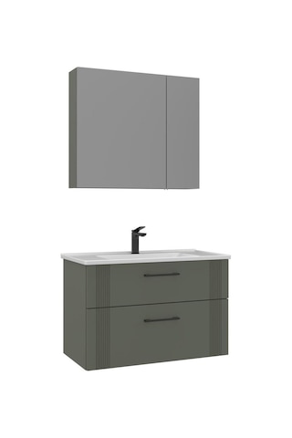 Orka Banyo Dolabı Takım Bari 85 Cm Mat Yeşil Yeşil