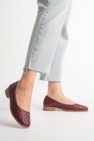 Analin Shoes Kadın Hakiki Deri Örgü Detaylı Babet Bordo