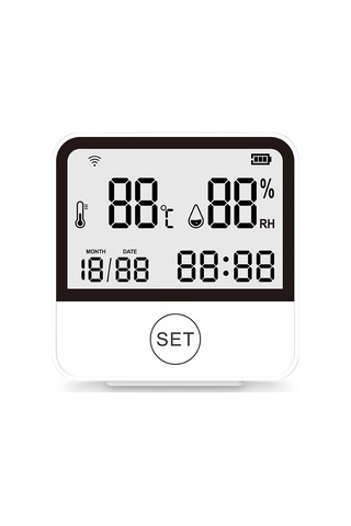 Wifi Sıcaklık Nem Monitörü Akıllı Sıcaklık Ve Nem Sensörü Ölçer Lcd Ekranlı Dijital İç Mekan Higrometre Termometresi-beyaz
