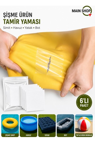 Mainshop 6'lı Set Pratik Şişme Simit, Havuz Ve Deniz Botu Tamir Yaması - Kendinden Yapışkanlı Onarım Seti M-51