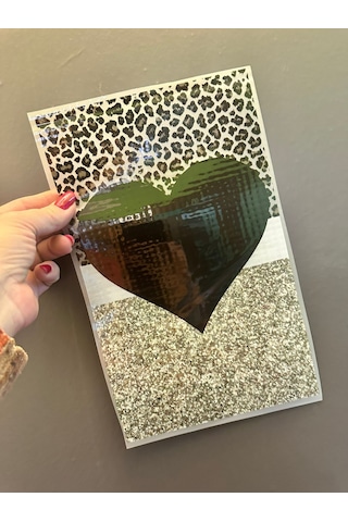 Ütü İle Yapışan Kalpli Leopar Transfer Baskı Arma 29x20 Cm
