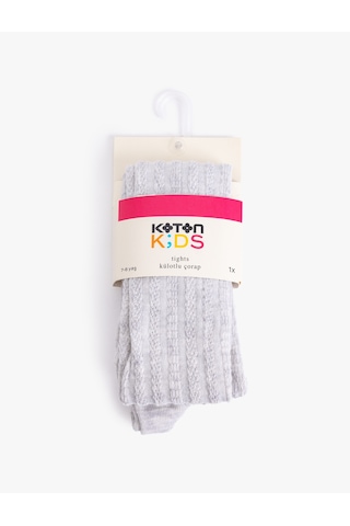 Koton Dokulu Külotlu Çorap Gri 5wkg80072aa Gri