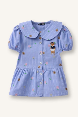 Defacto Bebe Yaka Baskılı Kısa Kollu Gömlek Kız Bebek H2988a526smnv135 Lacivert-nv135