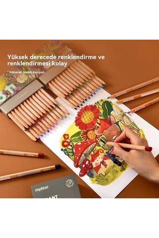 Tuomeng Çocuk Renkli Kalem Yağlıboya Sanat Seti Kroki Kurşun Yaratıcı Eleman Renk Kurşun 36 Renk Md6186 Beyaz