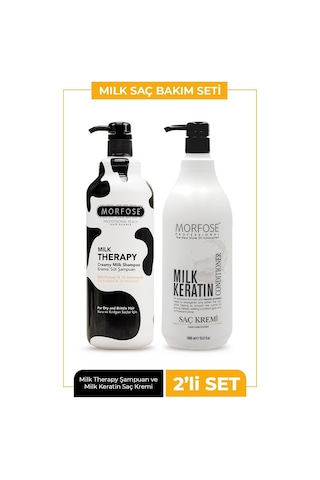 Morfose Milk Therapy Şampuan 1 L + Milk Keratin Saç Bakım Kremi 1 L