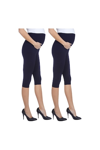 Luvmabelly Myra8003 8010 Beli Ayarlanabilir Hamile Kapri Tayt Seti-lacivert - Lacivert