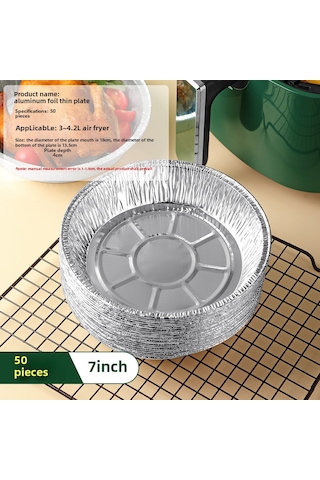 Monyee Ev Kullanıma Uygun Fırın Ve Izgara Alüminyum Folyo Tabakları, Yağ Geçirmez, Yapışmaz, 7 İnç Derin, 50 Adet Diğer