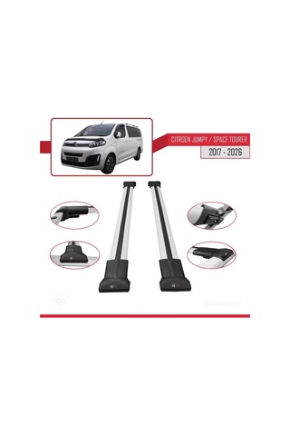 Accessorypart Citroen Jumpy - Space Tourer 2017 Ve Sonrası İle Uyumlu Fly Model Ara Atkı Tavan Barı Gri