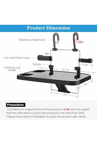 Cbtx Global Shunweı Sd-1502b Araç Tutucu Dizüstü Bilgisayar Standı Direksiyon Tepsisi Katlanabilir