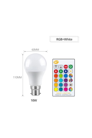 Led Lamba E27 B22 Rgb Led Ampul 15w 10w 5w Rgbw Kısılabilir Ampul Led Akıllı Işıklar Ev Tatil Dekorasyonu Için Uzaktan Kumanda İle E27 10w