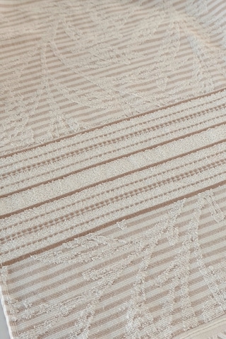 %100 Pamuk Jakarlı Peştemal - 90x170 Cm Büyük Boy Saçaklı Yazlık Banyo Havlusu - Bej Bej