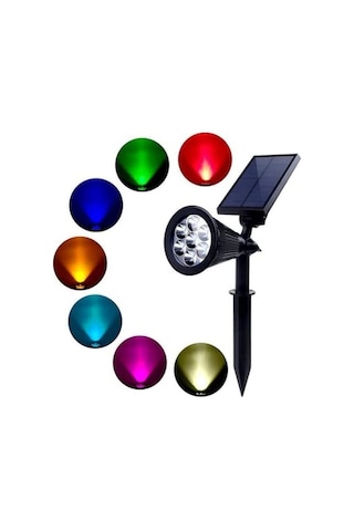 Çok Renkli 7 Led'li Solar Güneş Enerjili Kazıklı Bahçe Çim Duvar Armatürü 7w Aydınlatma-saplamalı-multicolour