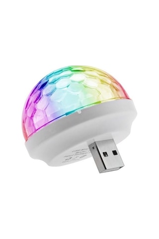 Alfa Usb Disko Topu Sese Duyarlı Renkli Işıklı Led Lamba Çok Renkli