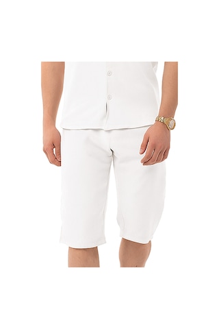 Erkek Mekanik Keten Dizaltı Kapri Beyaz