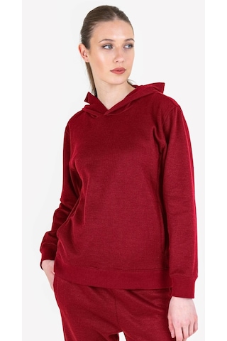 Lescon Kırmızı Kadın Kapüşonlu Sweatshirt 23n-2105
