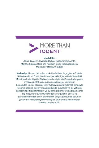 More Than Iodent Diş Macunu 100 G