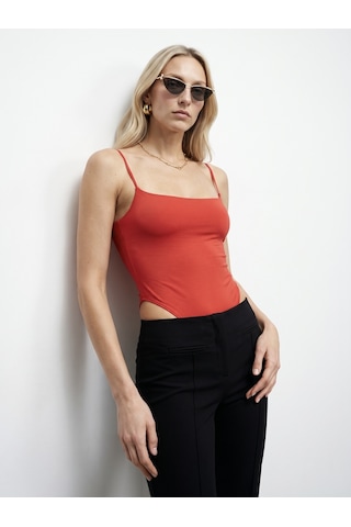 DİLVİN 21216 Askılı Bodysuit-kırmızı