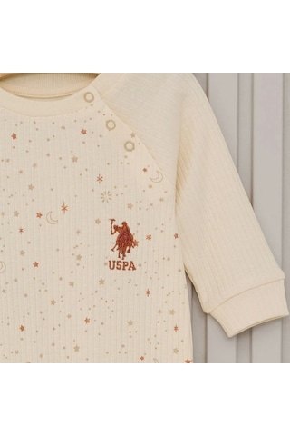 U.S. Polo Assn. Kız Bebek Uzun Kol Patiksiz Tulum Usb2111 Krem Krem