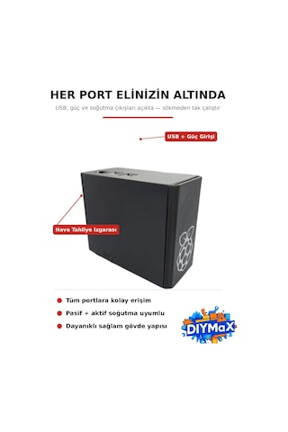 Performans, Şıklık Ve Maksimum Soğutma Nr200p Tasarımlı Raspberry Pi 4 Kasası Fan Yuvalı - Siyah
