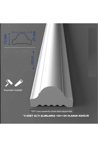 Boyanabilir Dekoratif Pvc Duvar Çıtası 2.5 Cm 1 Boy 240 Cm Duvar Süsleri Koridor Salon Çıta Tasarım