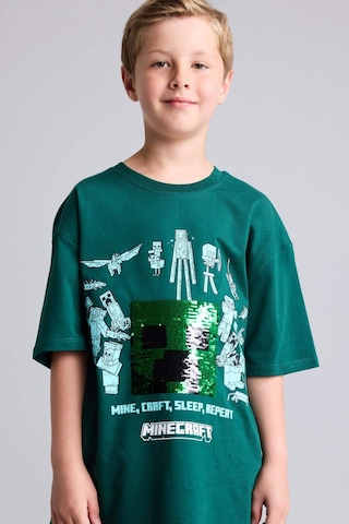 Defacto Minecraft Lisanslı Oversıze Payetli Bisiklet Yaka Kısa Kollu Yeşil Tişört Erkek Çocuk H8262a826hsgn516 Yeşil-gn516