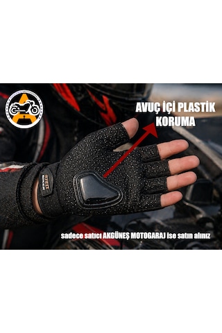 Akgüneş Motogaraj Speed Biker Yasaya Uygun Etiketli Yarım Eldiven Motosiklet Sürüş Eldiveni, Nefes Alabilir Koruma