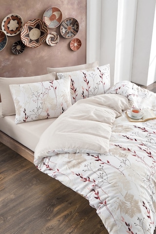 Veramoni Soft Dreams Soft Dreams Çift Kişilik Pamuklu Desenli Nevresim Takımı - Kırmızı
