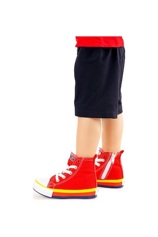 Kiko Kids Tinna Bağcıklı Erkek Bebek Boğazlı Keten Spor Ayakkabı Kırmızı