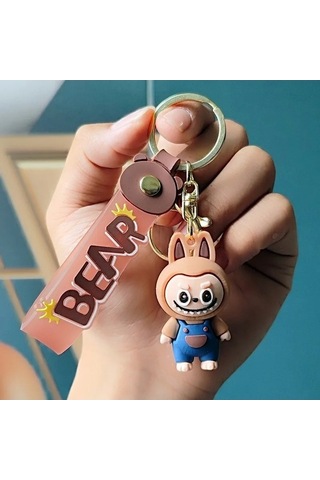 Novahub 2 Adet Küçük Arka Kayış Pantolon Labubu Koyun Çanta Anahtarlığı Kolye Kör Kutu Red, Çinko Alaşım, Açık Sarı Altın Renk, Moda Dekorasyon