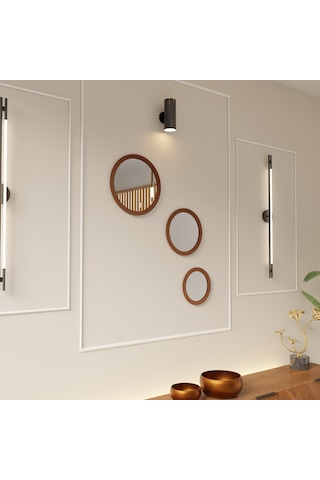 Dekoratif 3 Parçalı Pleksi Aynalı Ahşap Duvar Süsü