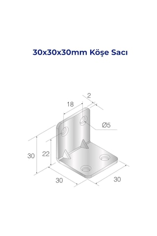 Mesan Köşe Sacı 2mm 30x30x30mm Çinko