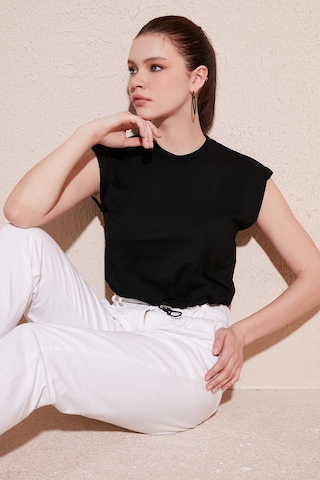 Lela Bisiklet Yaka % 100 Pamuk Crop Bayan T Shirt 5865587 Siyah
