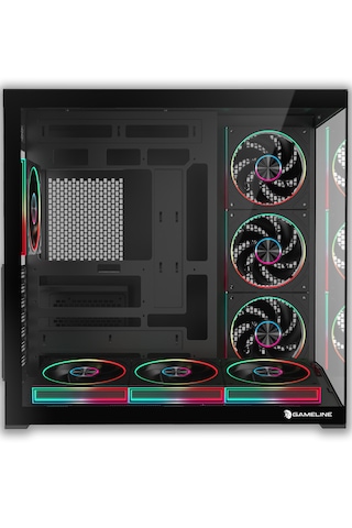Gameline Leon V2 Grand Premium 7x ARGB PWM Fan Ultra Airflow ATX Gaming Bilgisayar Kasası Siyah