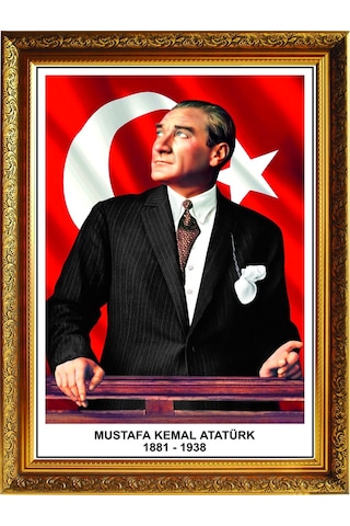 Panda 60 x 80 CM Yaldızlı Çerçeveli Atatürk Portre Tablo Pano - pan640 Panda 60 x 80 CM Yaldızlı Çerçeveli Atatürk Portre Tablo Pano - pan640