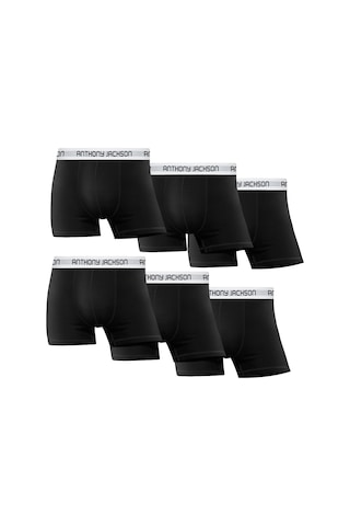Anthony Jackson Douglas Likralı Premium Erkek Boxer 6'lı Kutu - Siyah