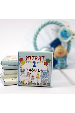 Dark Brown Doğum Günü Tebrik Madlen Kişiselleştirilebilir El Yapımı Çikolata DGK15 48 Adet