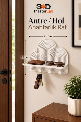 Dekoratif Duvar Organizer Raf Modern Antre Askılığı