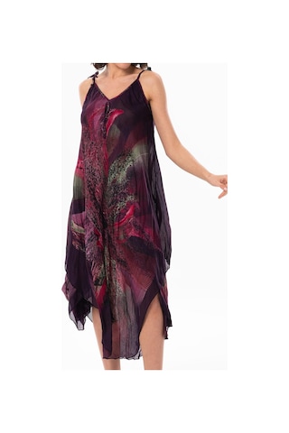 Askılı Vual Afrodit Midi Boy Yazlık Elbise Mürdüm 6210 - Kadın Mürdüm