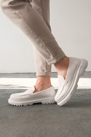 Roof Atelier Erkek Beyaz Kalın Taban Loafer Ayakkabı - 2417 - Fbt Beyaz