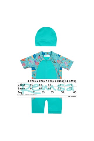 Uv Korumalı Kısa Kollu Tulum Bebek Çocuk Yüzücü Mayo 1910 Mint Mint