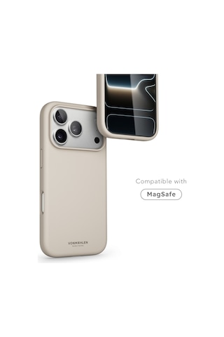 Vonmahlen Apple iPhone Uyumlu 17 Pro Yumuşak Silikon Kılıf Krem