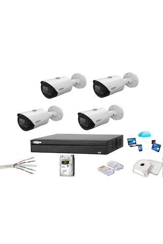 Dahua 4 Kameralı 2 Mp Starlight Ip Güvenlik Kamera Seti