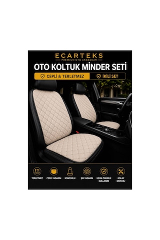 Terletmez Cepli Oto Koltuk Minder Seti Ön Koltukları İçin Kolay Montaj Universal Koruyucu Kılıf Kumaş 98562721